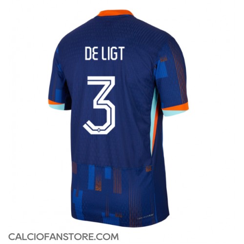 Maglia Calcio Paesi Bassi Matthijs de Ligt #3 Seconda Divisa Europei 2024 Manica Corta